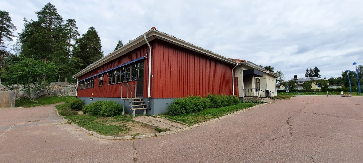 Bilden visar renoveringen vid Holmesskolan