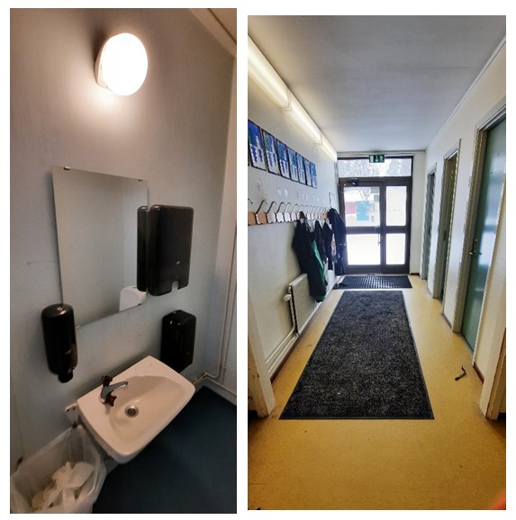 Bilden visar bilder från renoveringen på Holmesskolan